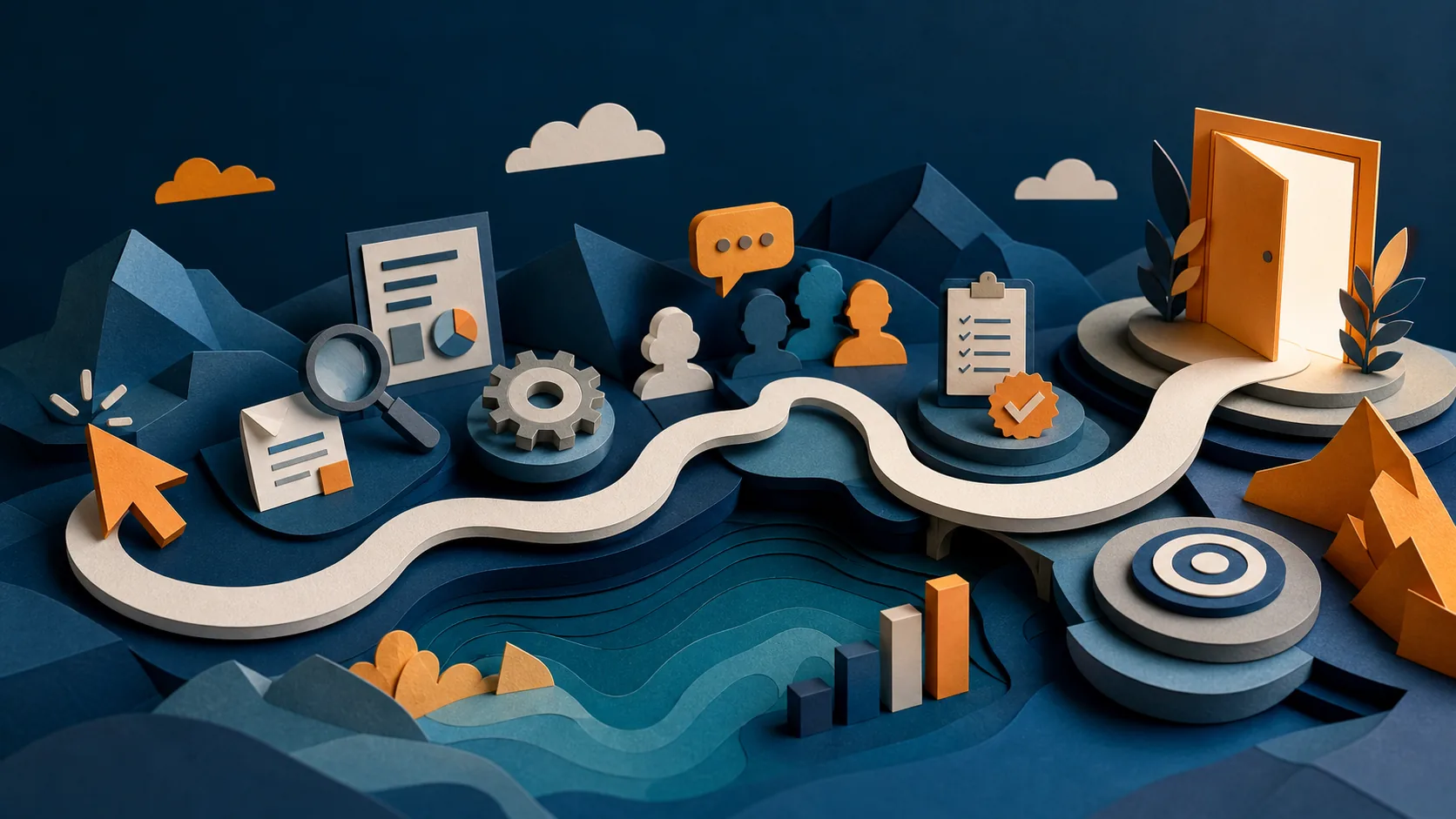 Ilustração editorial para Google Ads para empresas B2B