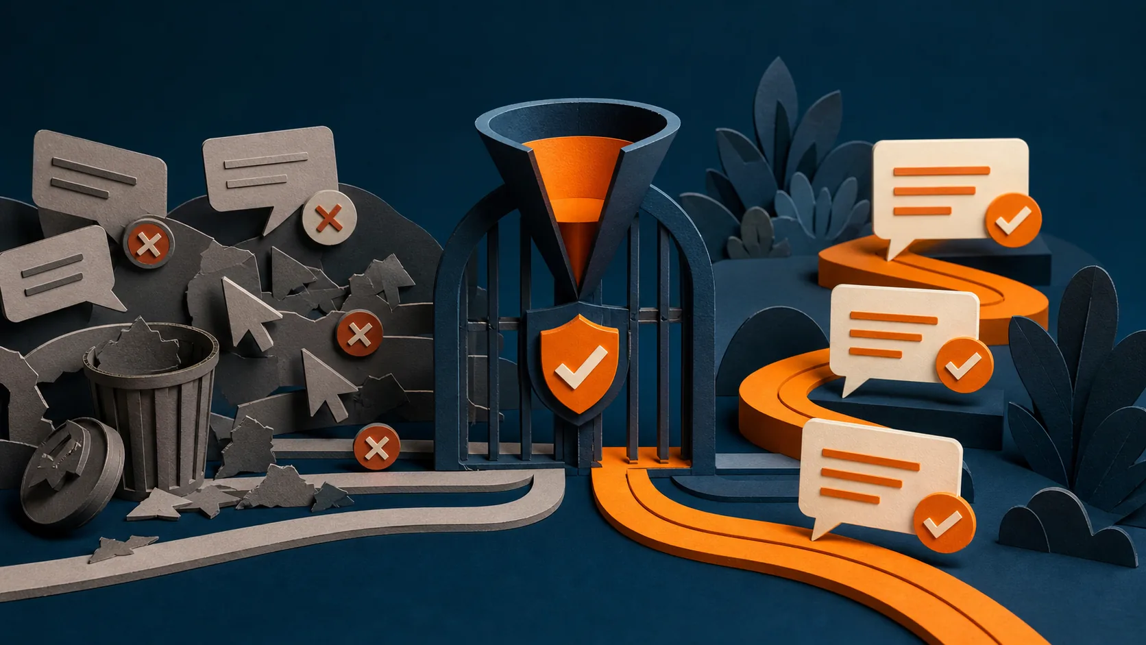 Ilustração editorial para Palavras negativas no Google Ads