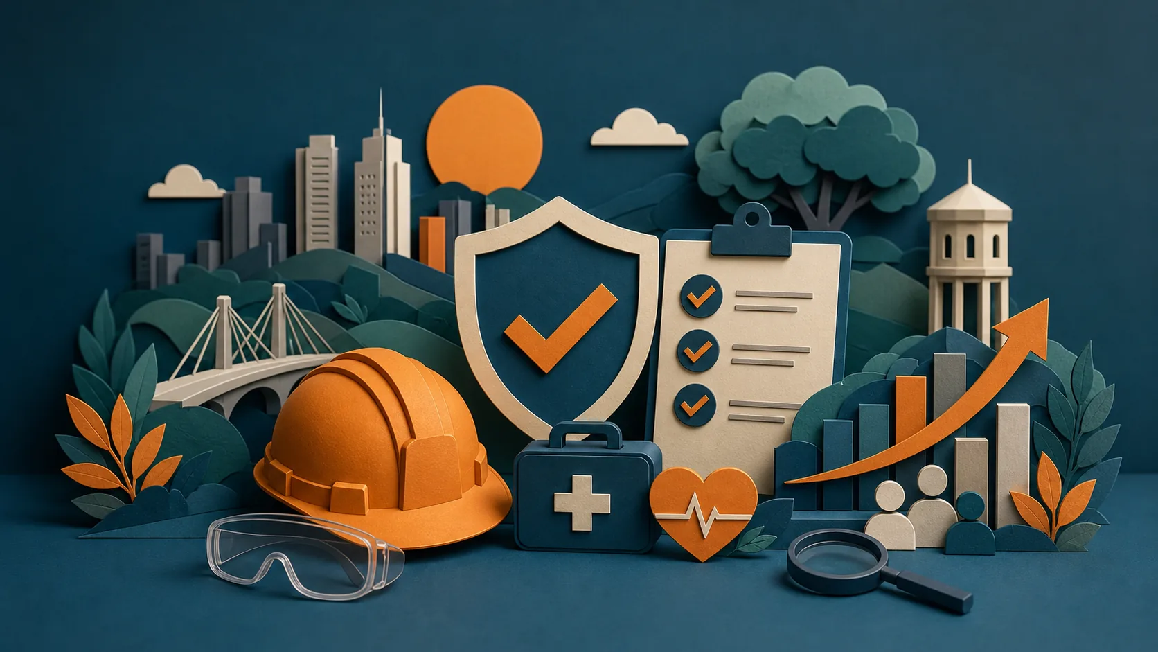 Ilustração editorial para Projeto Safety-SMT: captura de leads em saúde ocupacional