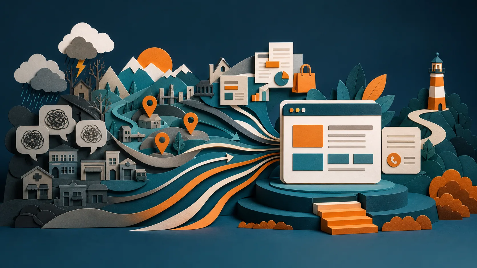 Ilustração editorial para SEO para empresas de serviços