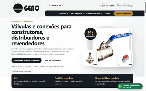 Abrir o site da Geno Válvulas